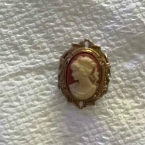 Elegant Gold and Cream Cameo Brooch